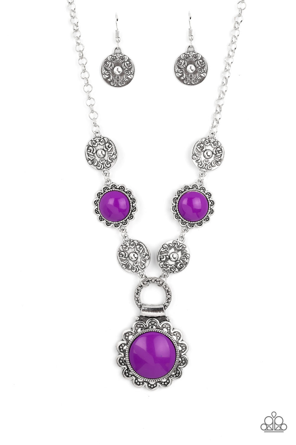 Poppy Persuasion - Purple Dahlia Bead Floral Filigree Necklace Paparazzi N1552