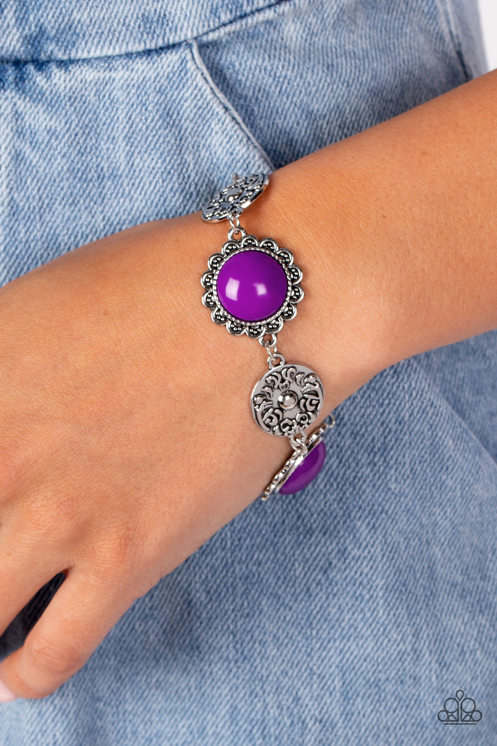 Positively Poppy - Purple Dahlia Floral Filigree Bracelet B1073