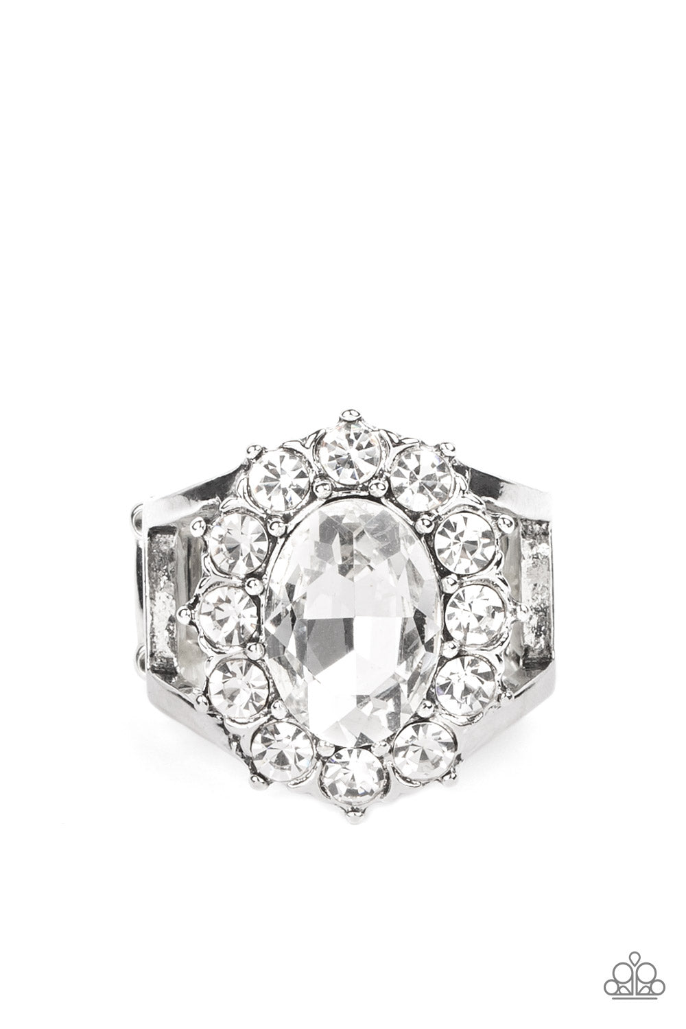 Moxie Magic - White Rhinestone Ring Paparazzi R0343