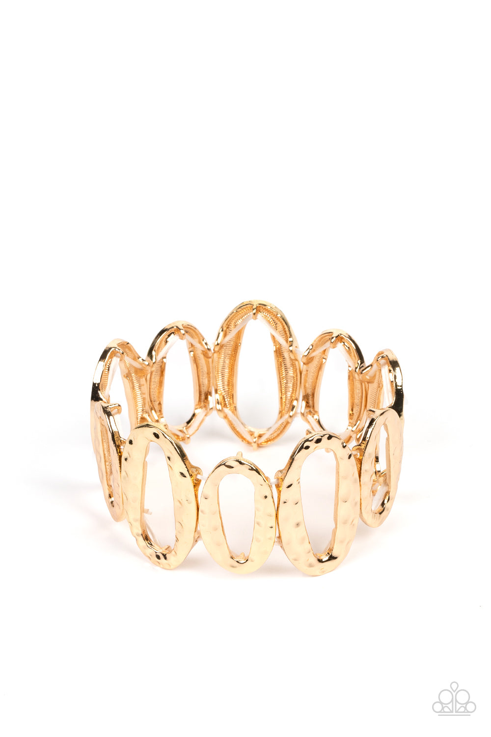 Homestead Heirloom - Gold Asymmetrical Stretch Bracelet Paparazzi B1079