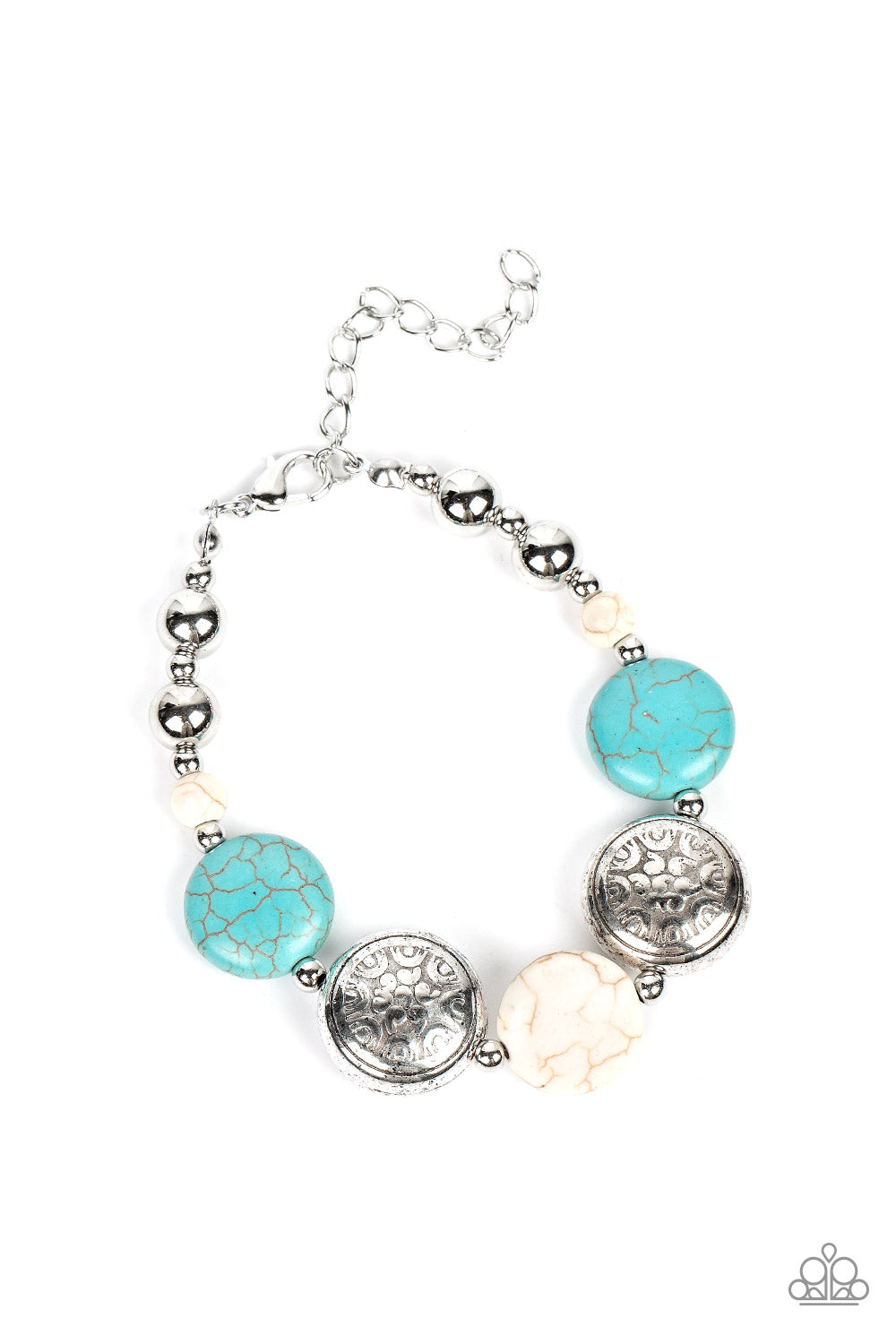 Oasis Orchard - Multi White & Turquoise Stone Bead Bracelet Paparazzi B0955