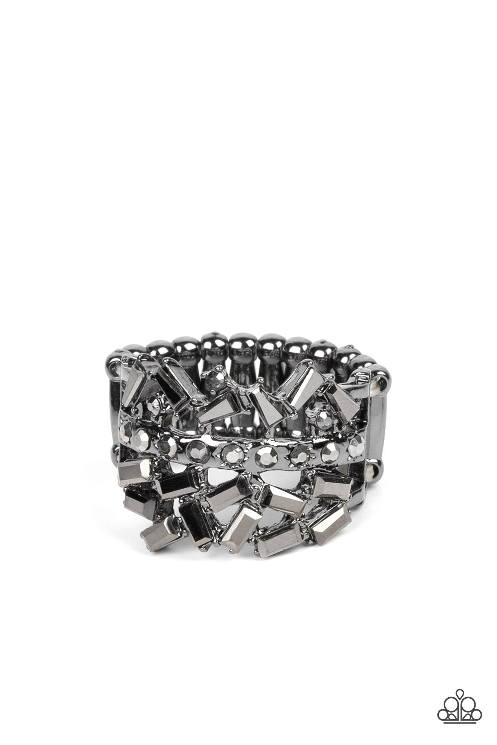 Scattered Sensation - Black Hematite Rhinestone Ring R0380