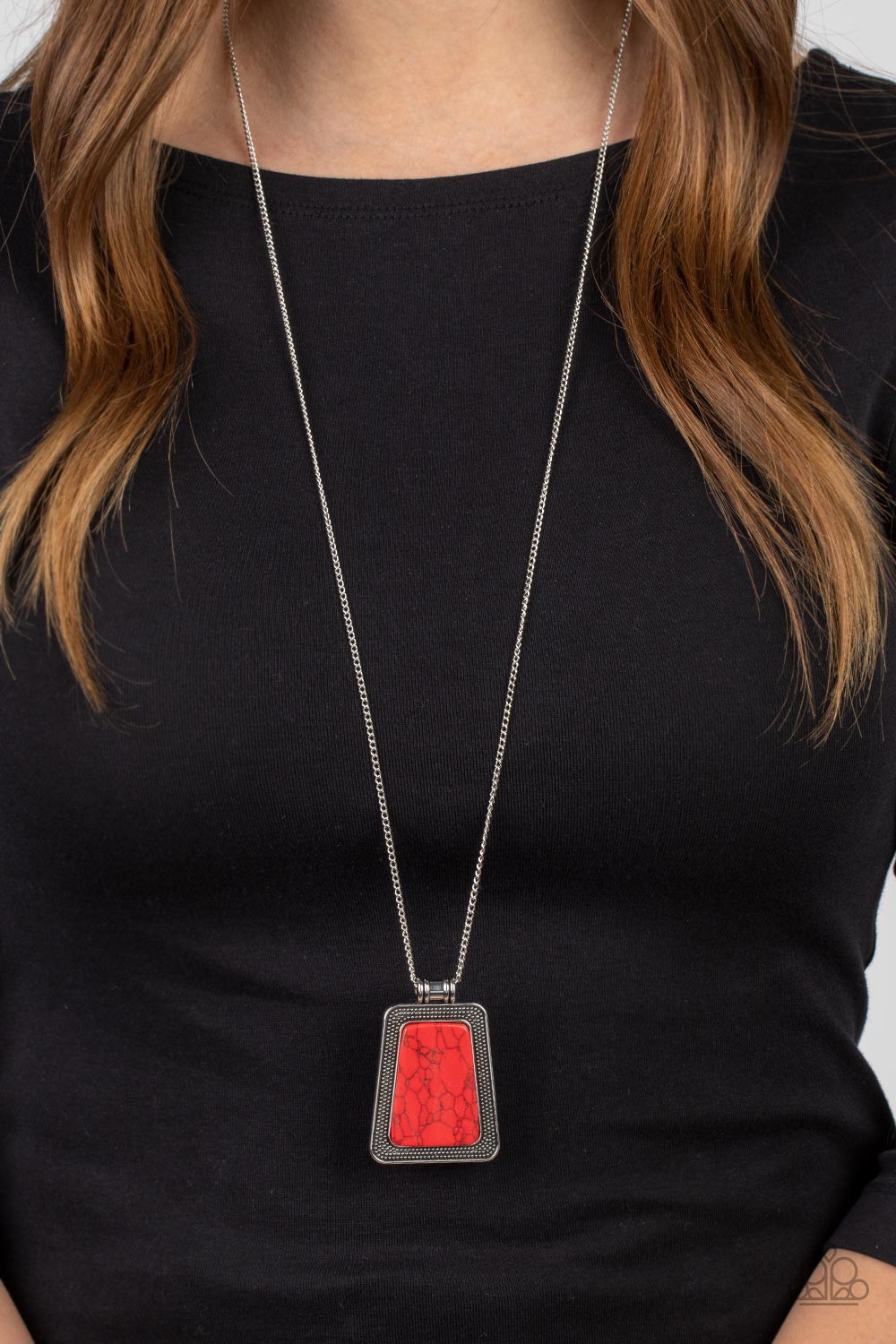 Private Plateau - Red Stone Santa Fe Style Necklace Paparazzi N1427