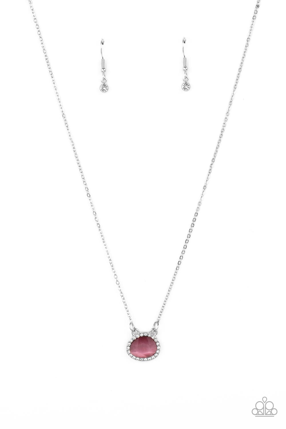 Treasure Me Always - Pink Gemstone & White Rhinestone Necklace Paparazzi N0590