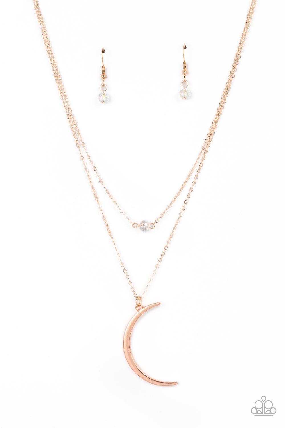 Modern Moonbeam - Rose Gold Half Moon Necklace Paparazzi N1121