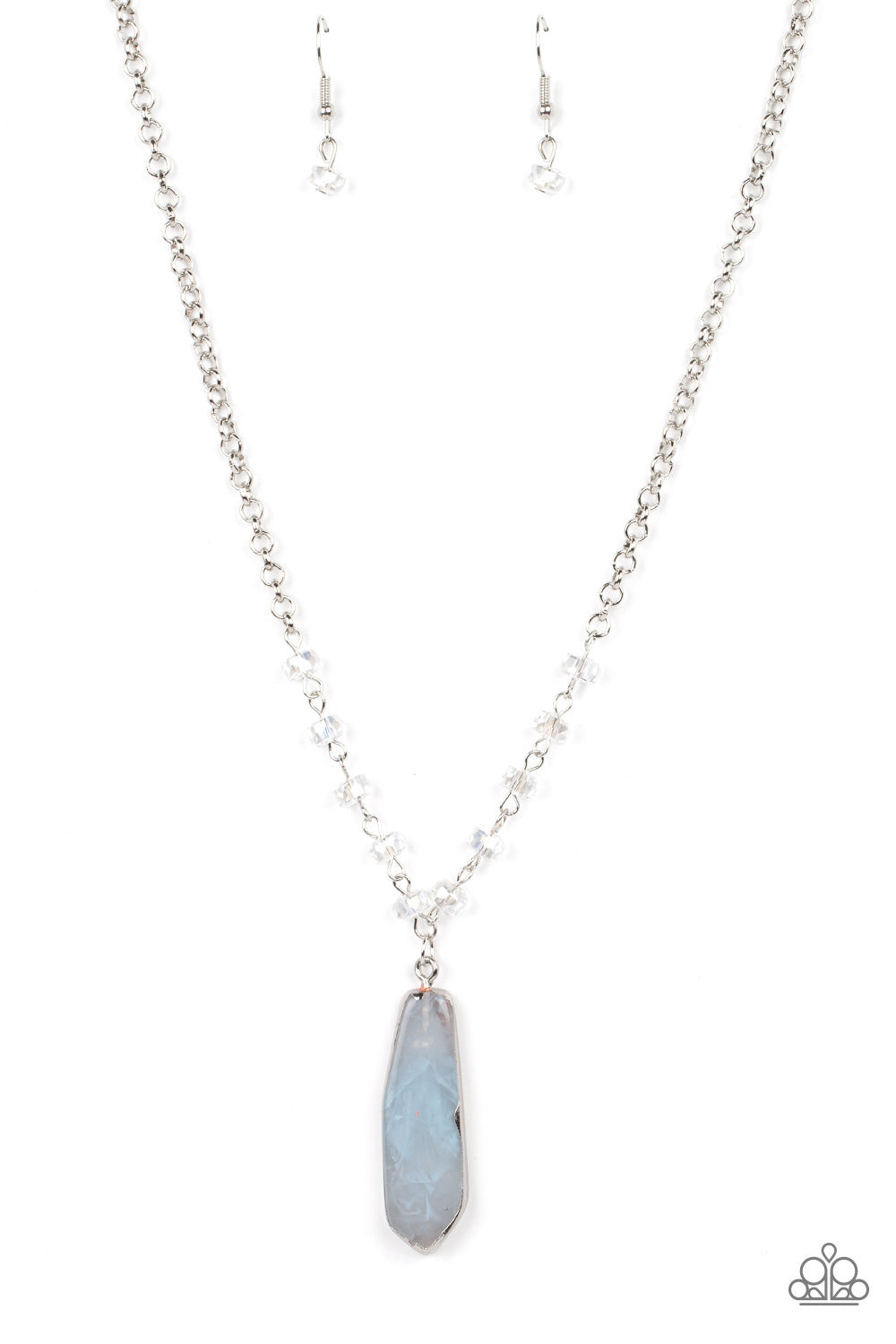 Magical Remedy - Blue Glacier Lake Crystal Bead Silver Chain Necklace Paparazzi N1029