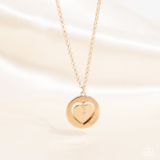 Heart Full of Faith - Gold Inspirational Necklace "Faith" Paparazzi N1222