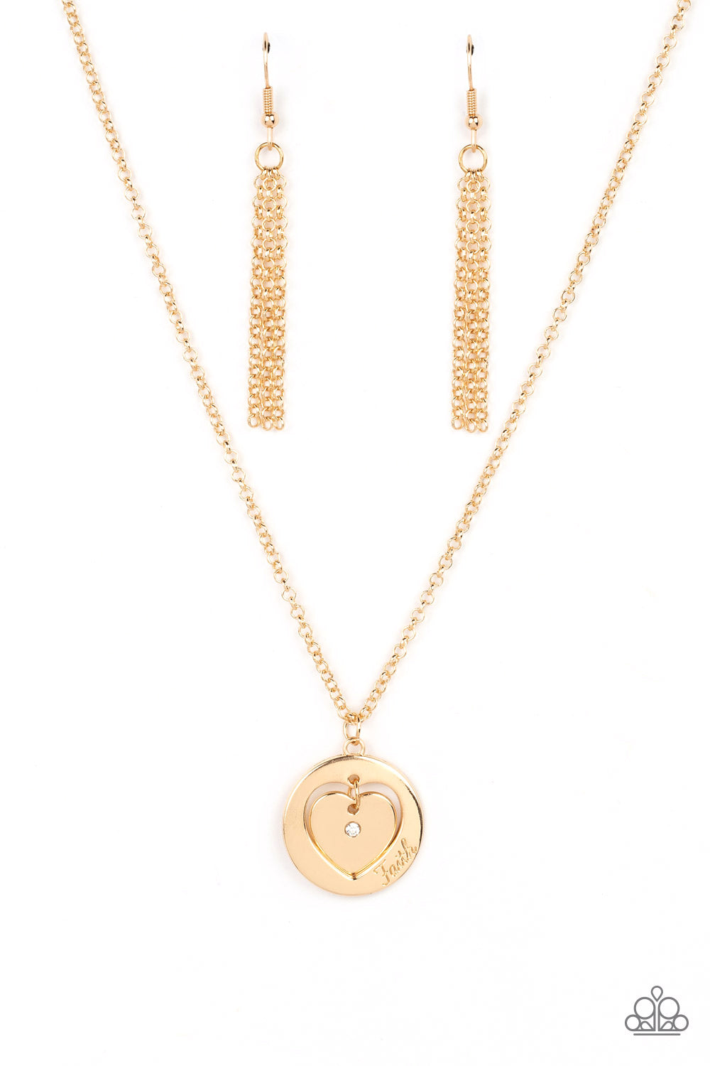 Heart Full of Faith - Gold Inspirational Necklace "Faith" Paparazzi N1222