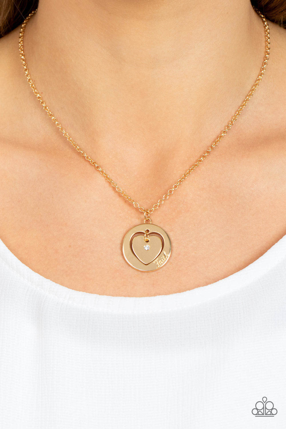 Heart Full of Faith - Gold Inspirational Necklace "Faith" Paparazzi N1222