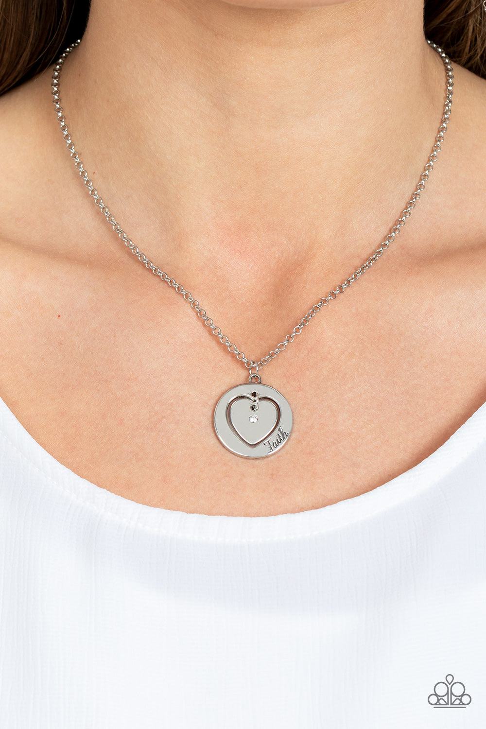 Heart Full of Faith - White Inspirational Necklace "Faith" Paparazzi N1208