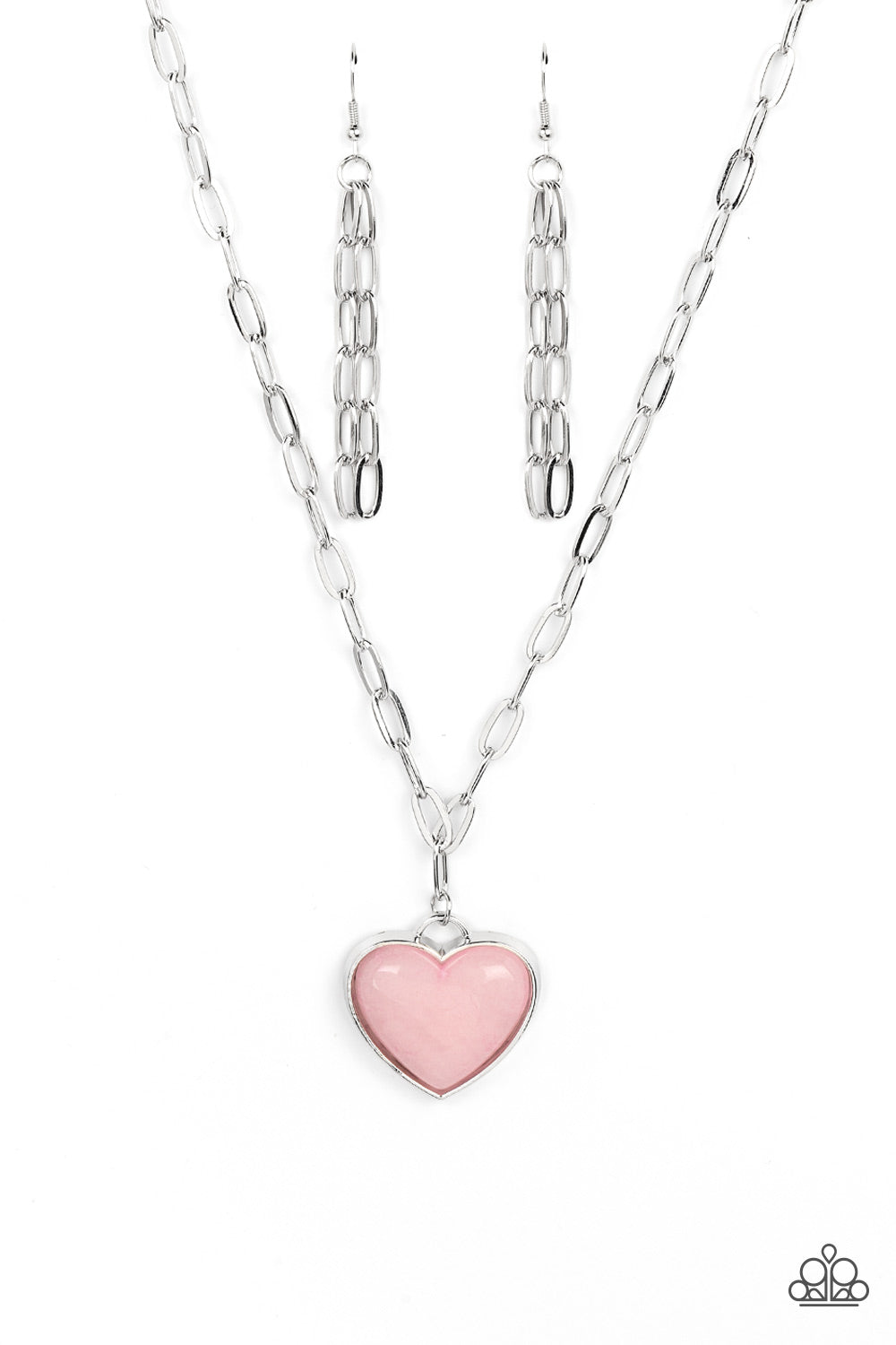 Everlasting Endearment - Pink Rose Quartz Like Gemstone Heart Necklace Paparazzi N1157