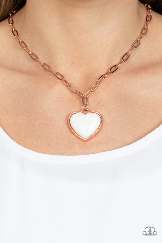 Everlasting Endearment - Copper With Quartz Like Gemstone Heart Paparazzi N1178