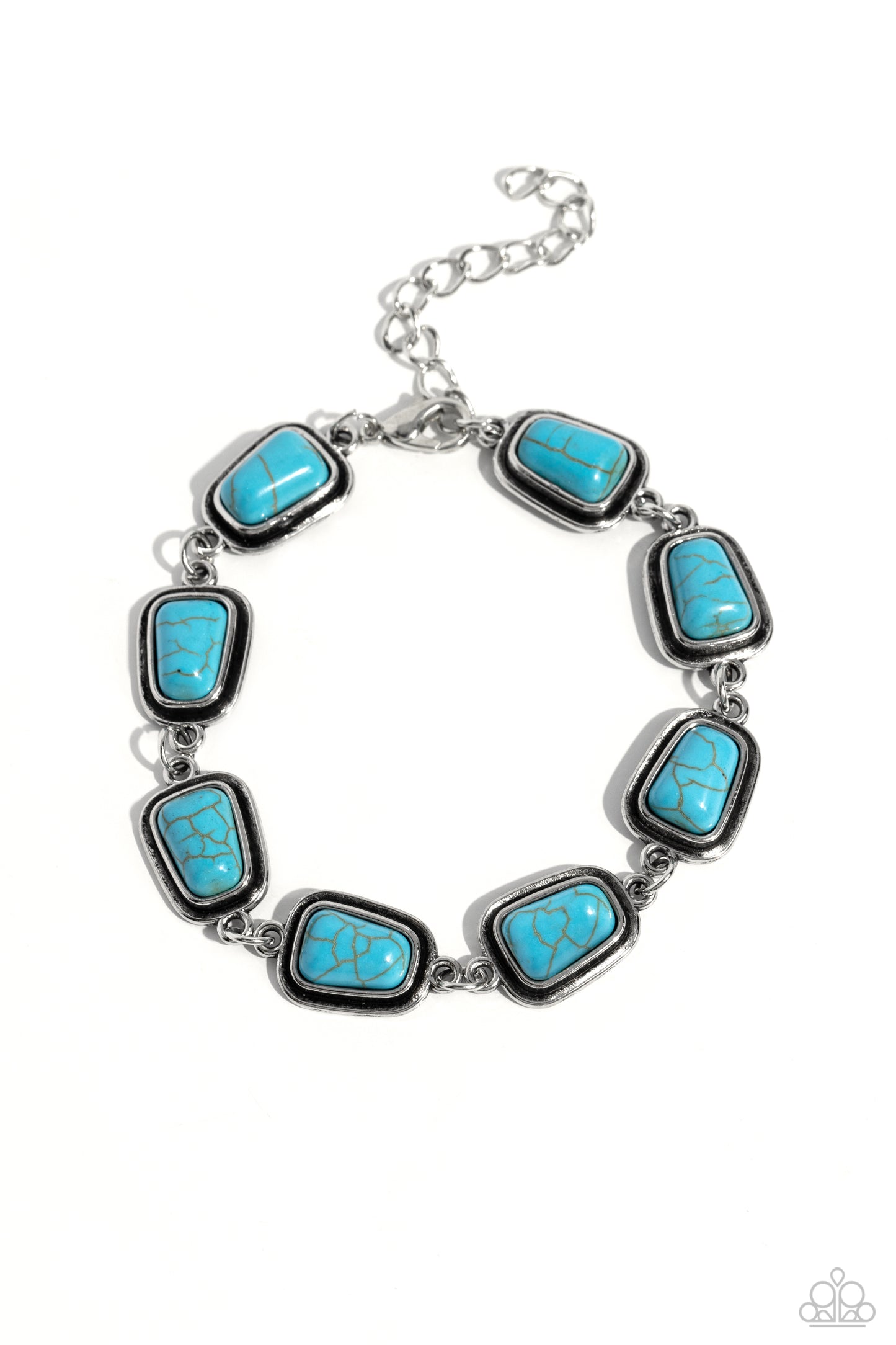 Chasing Canyons - Blue Turquoise Stone Santa Fe Style Bracelet Paparazzi B0615