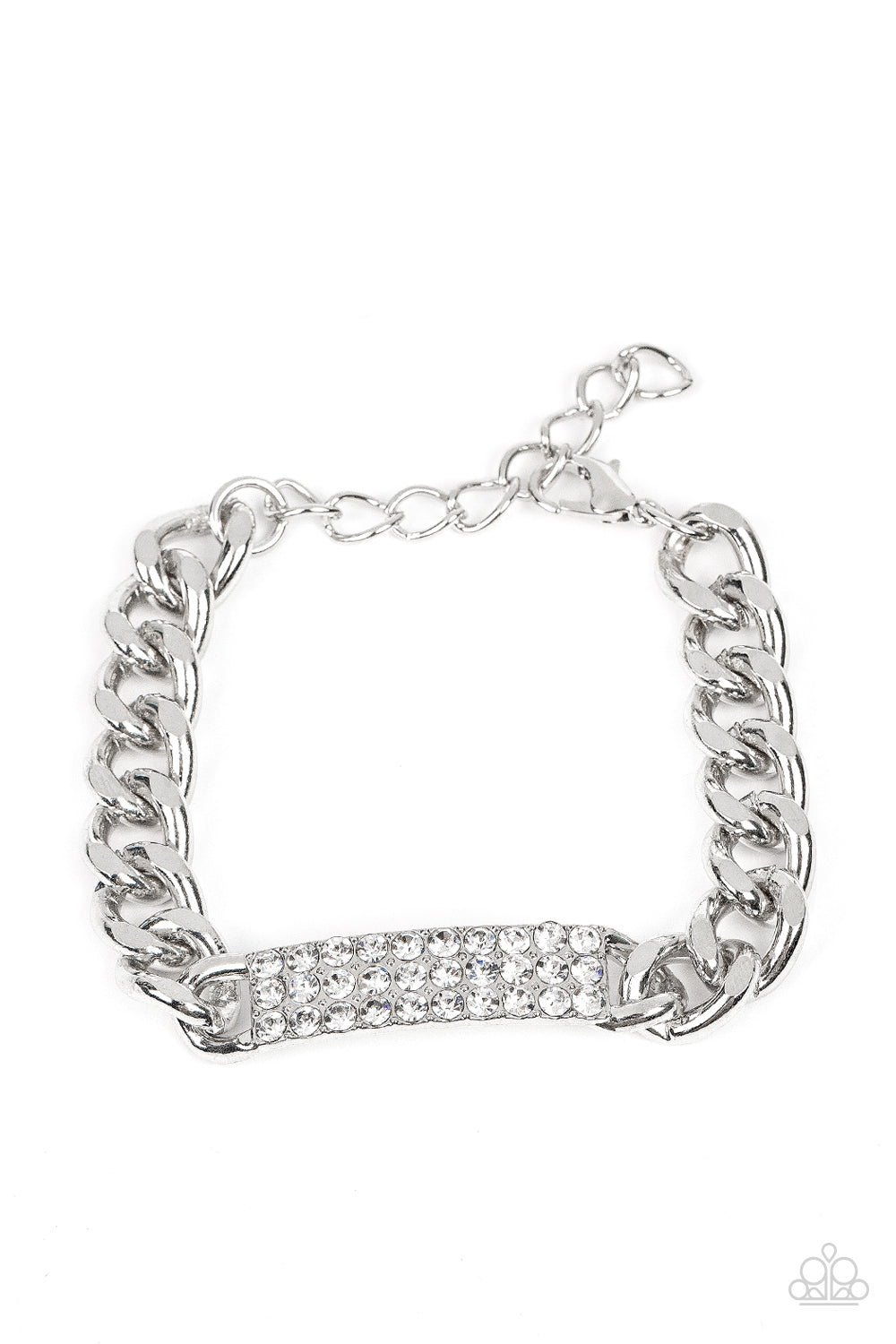 Icy Impact - White Rhinestone Silver Chain Bracelet Paparazzi B0872