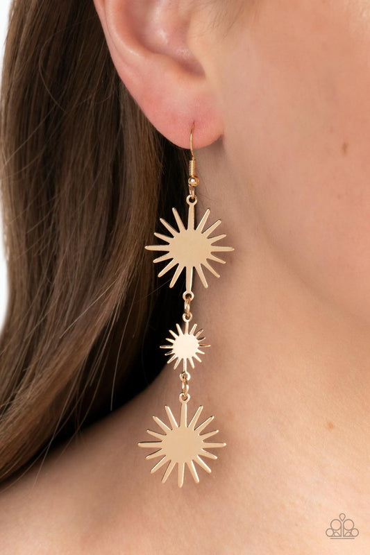 Solar Soul - Gold Sunburst Earring Paparazzi E0977