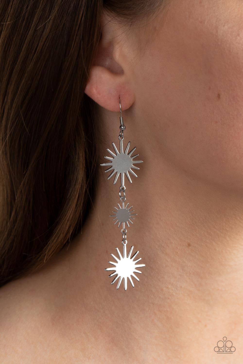 Solar Soul - Silver Starry Sunburst Earring Paparazzi E0912