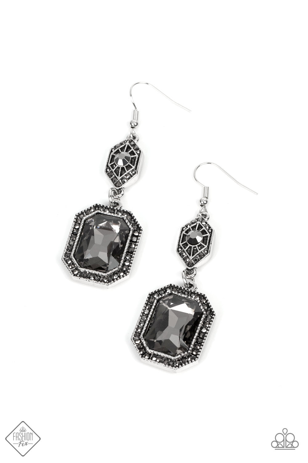 Starry-Eyed Sparkle - Silver Hematite Earring Fashion Fix August 2022 Paparazzi E0869