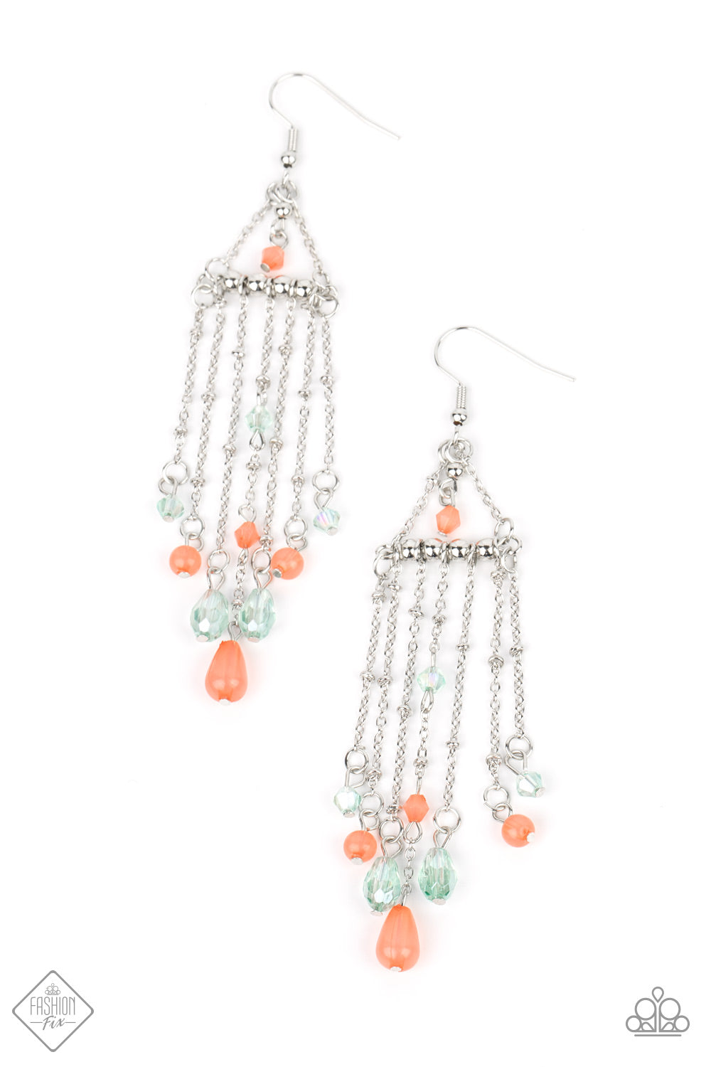 Marina Breeze - Orange Coral Basil Beads Tassel Earring Fashion Fix July 2022 Paparazzi E0820