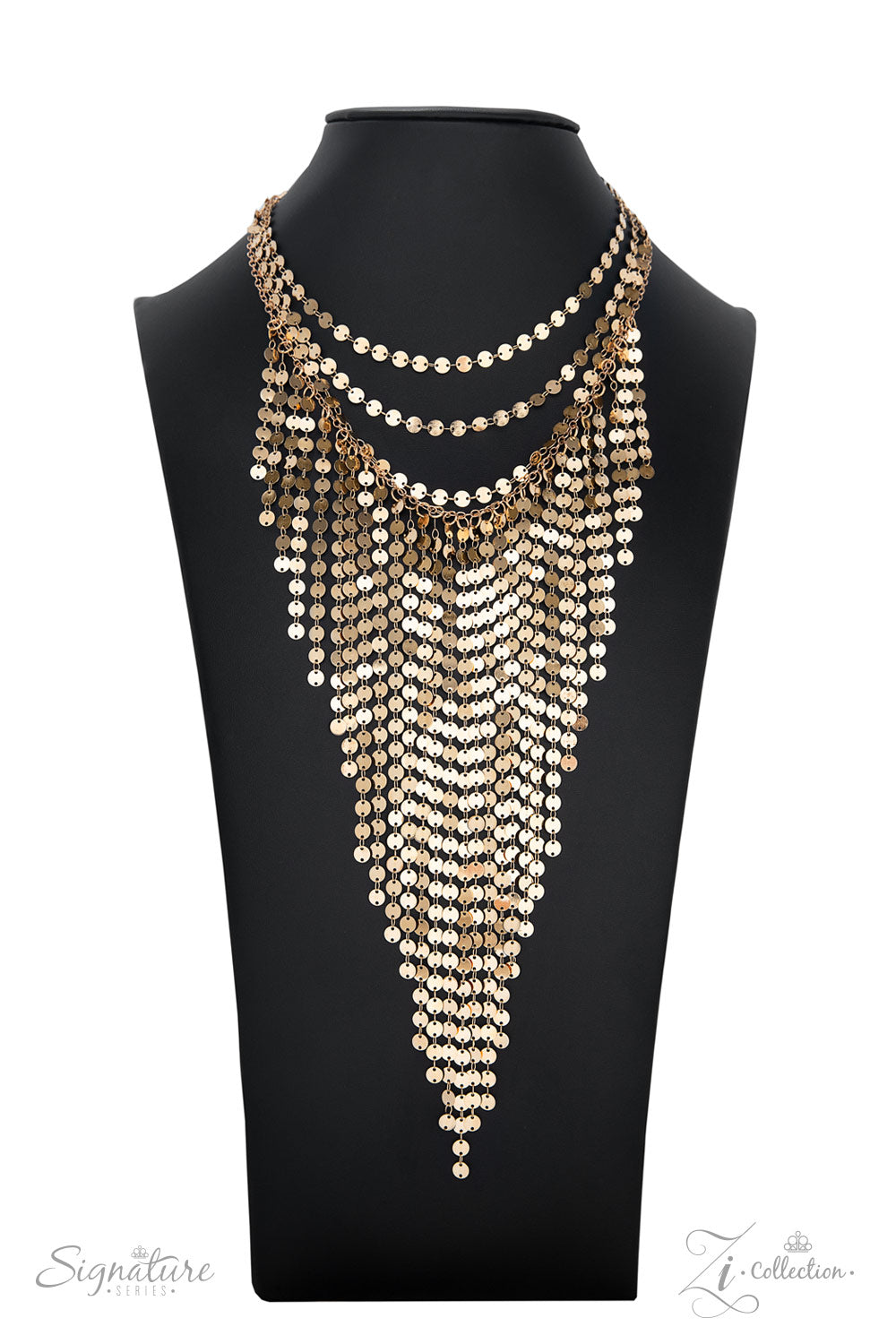 The Suz Gold Tassel Disc Fringe ZI Collection Necklace Paparazzi 2022