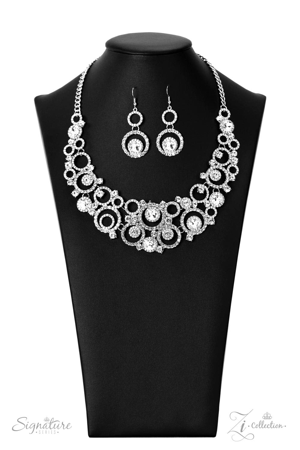 The Jennifer - White Rhinestone Signature Series ZI Collection Necklace Paparazzi 2022