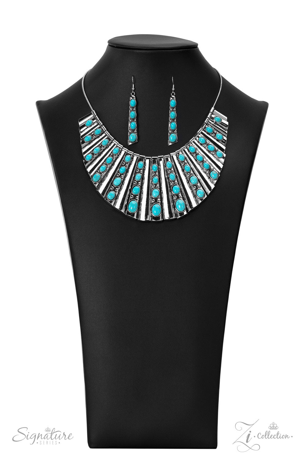 The Ebony Turquoise Stone Silver ZI Collection Necklace Paparazzi 2022