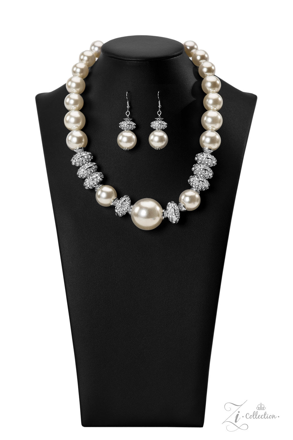 Noble - White Pearl Silver Accent Rhinestone Zi Collection Necklace 2022