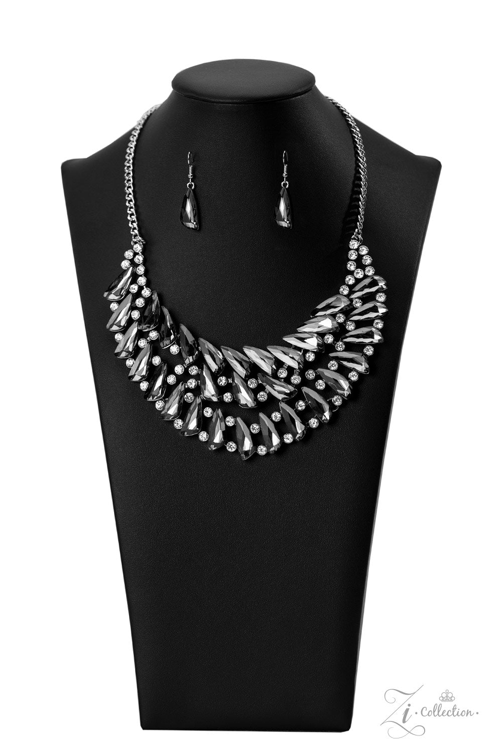 Perceptive Smoky and White Rhinestone Zi Collection Necklace Paparazzi 2022