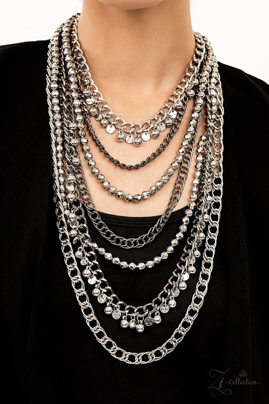 Audacious Silver And Gunmetal Chain, Silver Bead Zi Collection Necklace Paparazzi 2022