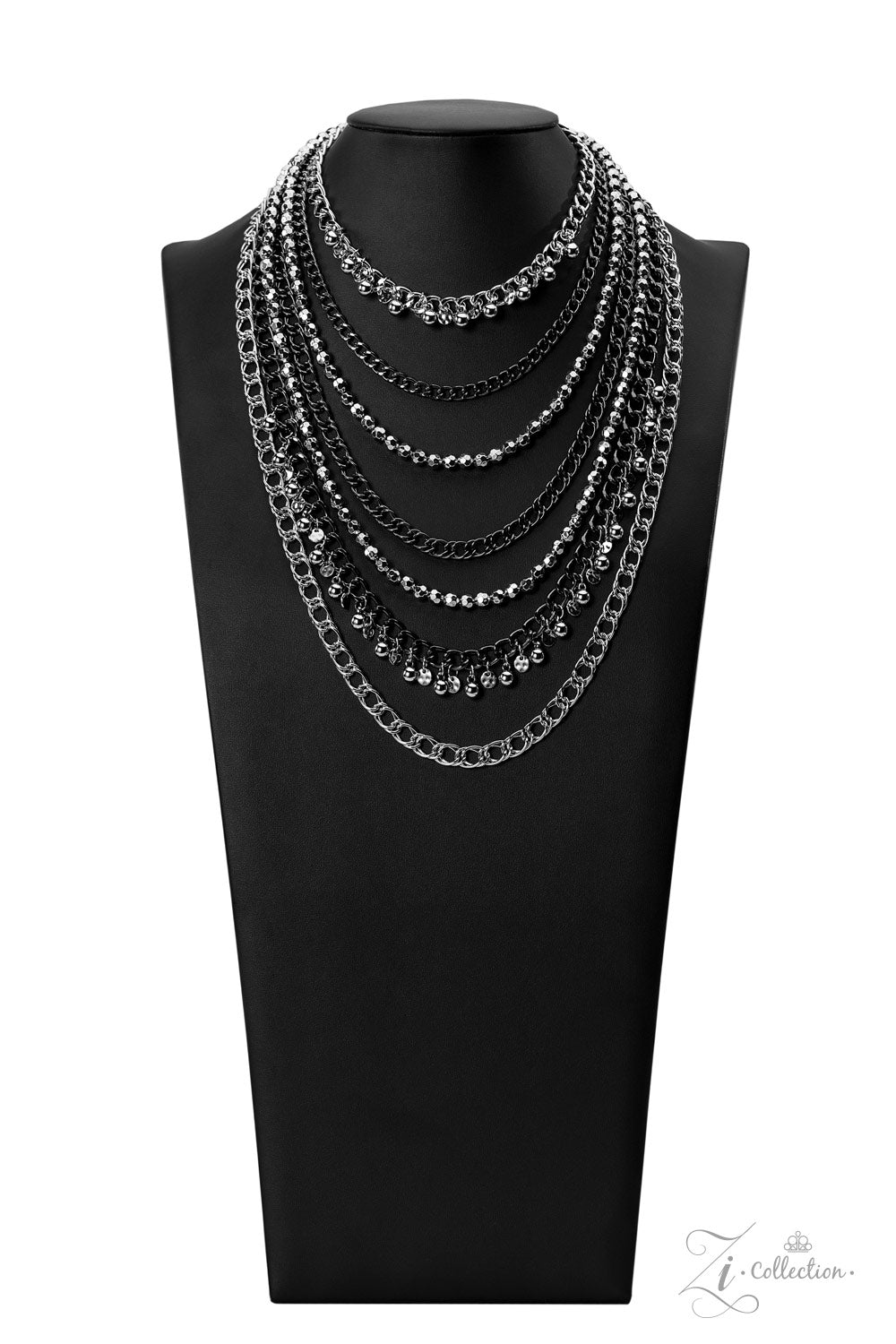 Audacious Silver And Gunmetal Chain, Silver Bead Zi Collection Necklace Paparazzi 2022