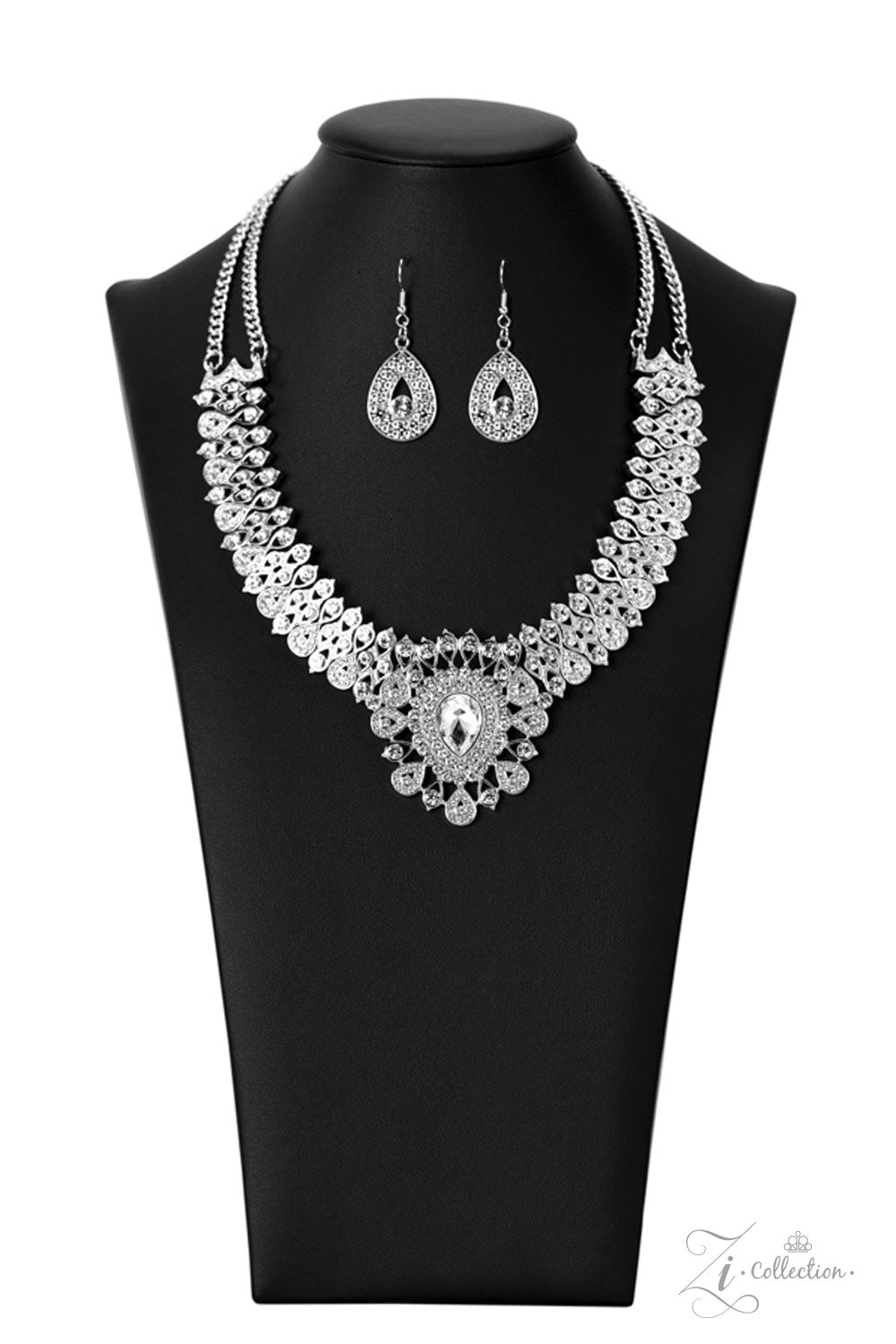 Exquisite - Glittery Rhinestone Teardrop Necklace Zi Collection Necklace Paparazzi 2022