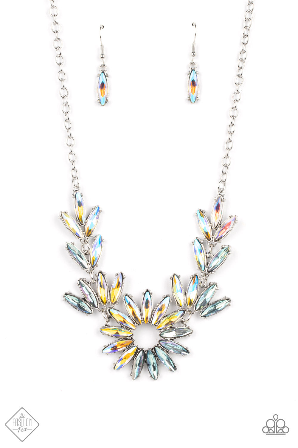 Celestial Cruise - Multi Iridescent Rhinestone Necklace Fashion Fix July 2022 Paparazzi N0992