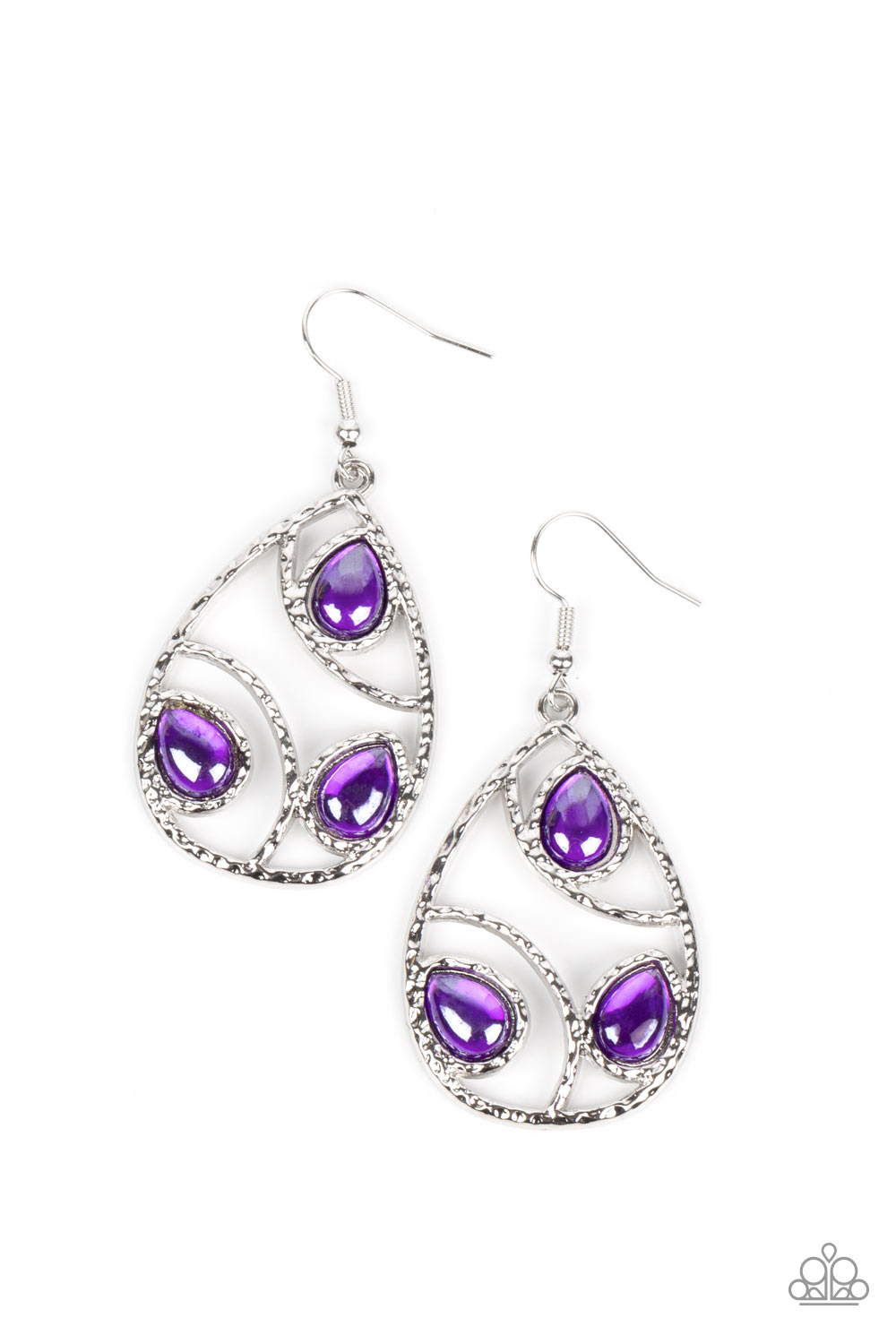 Send the BRIGHT Message - Purple Glassy Teardrop Bead Earring Paparazzi E1573