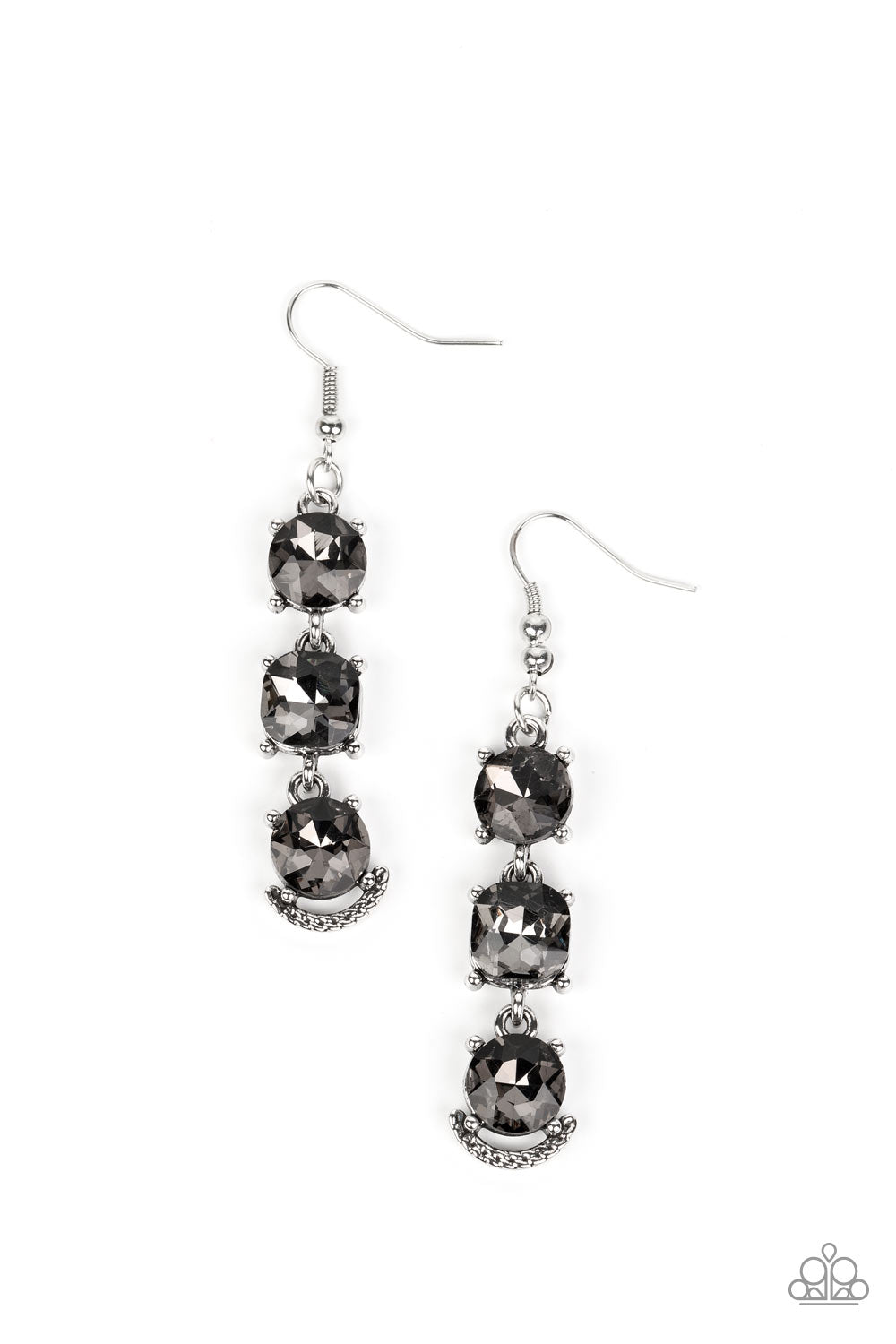 Determined to Dazzle - Silver Smoky Rhinestone Earring Paparazzi E1156