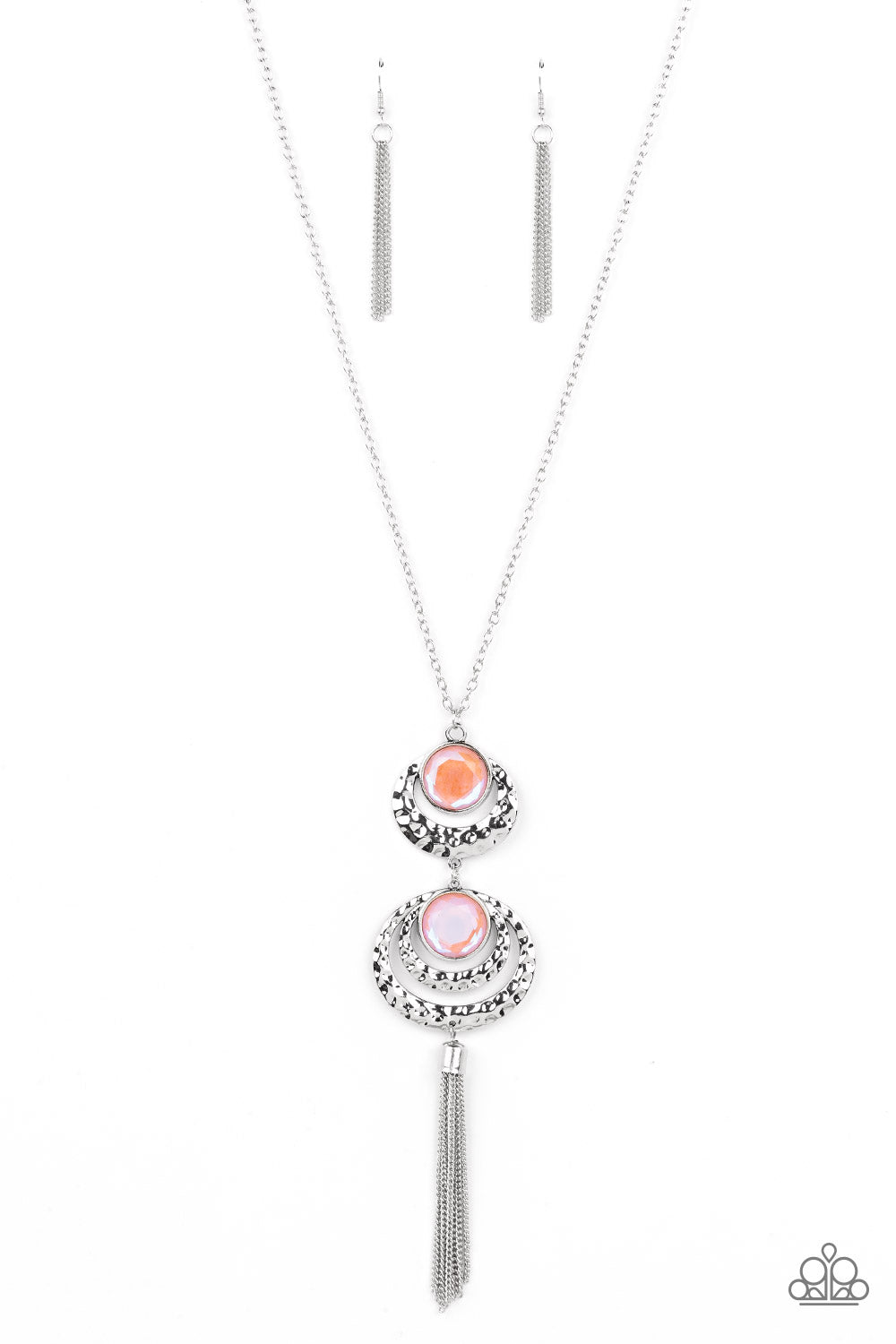 Limitless Luster - Orange Prismatic Gem Silver Necklace Paparazzi N1067