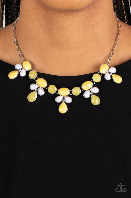 Midsummer Meadow - Yellow Primrose & White Bead Necklace Paparazzi N1594