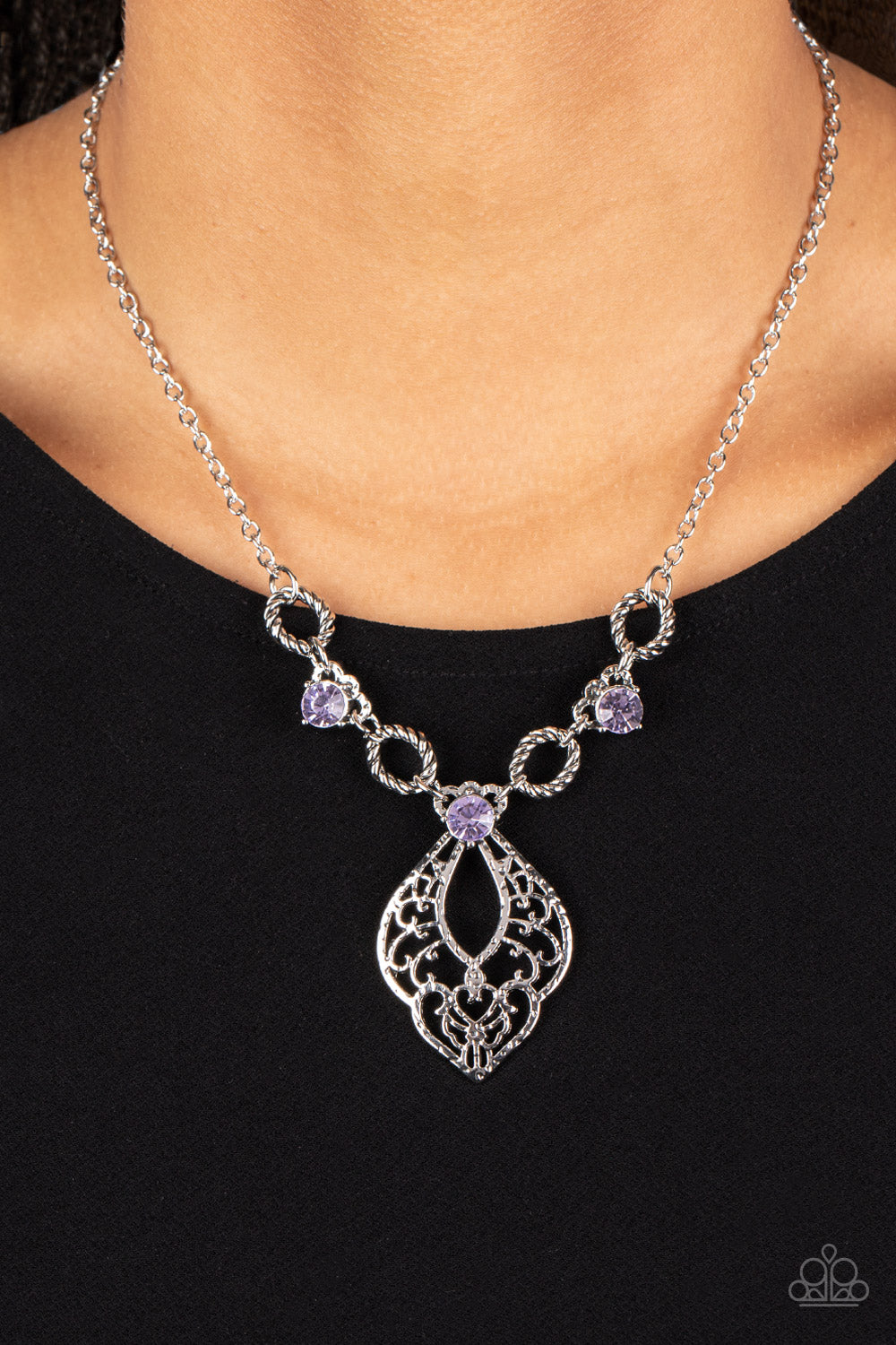 Contemporary Connections - Purple Rhinestone Necklace Paparazzi N1255