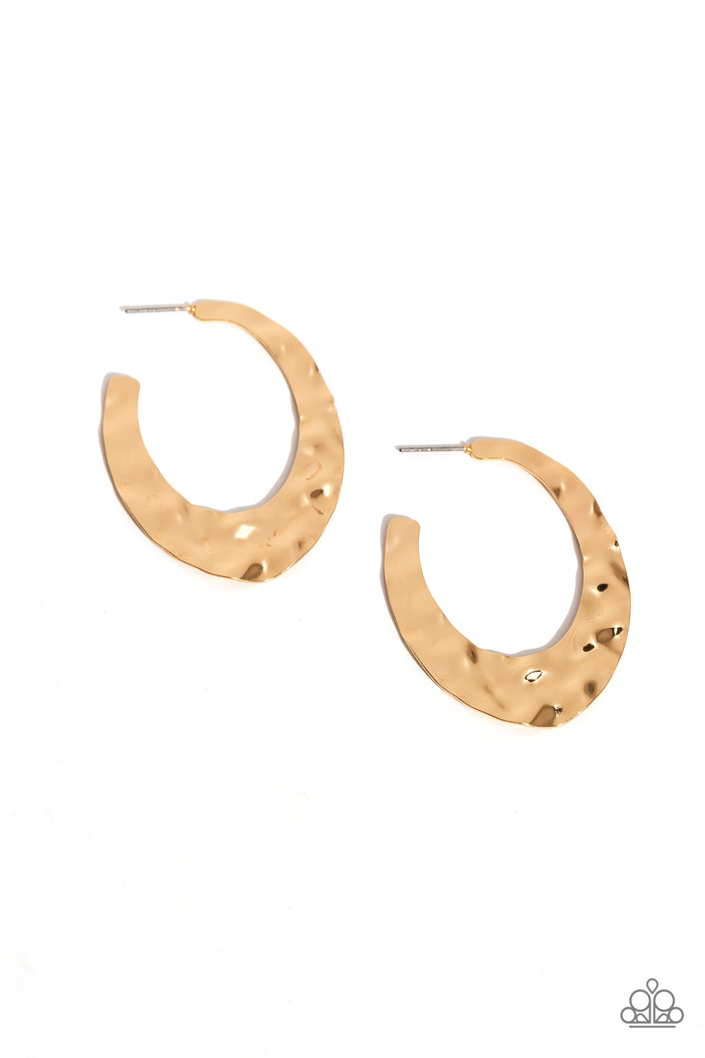 Make a Ripple - Gold Hammered 1 1/2 Inch Hoop Earring Paparazzi E1689