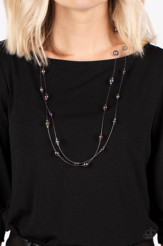 Interstellar Illusions - Purple Shimmer Glassy Bead Necklace Paparazzi N1420