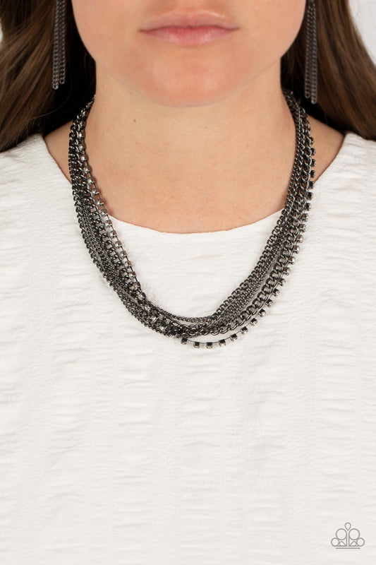 Free to CHAINge My Mind - Black Gunmetal Chain Necklace Paparazzi N1643