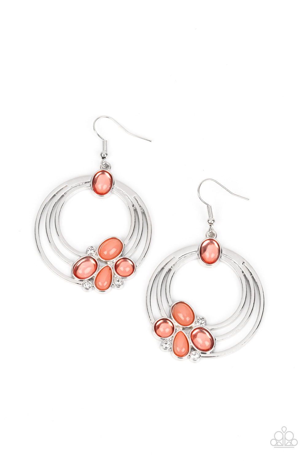 Dreamy Dewdrops - Orange Glassy And Opaque Coral Bead Earring Paparazzi E0777