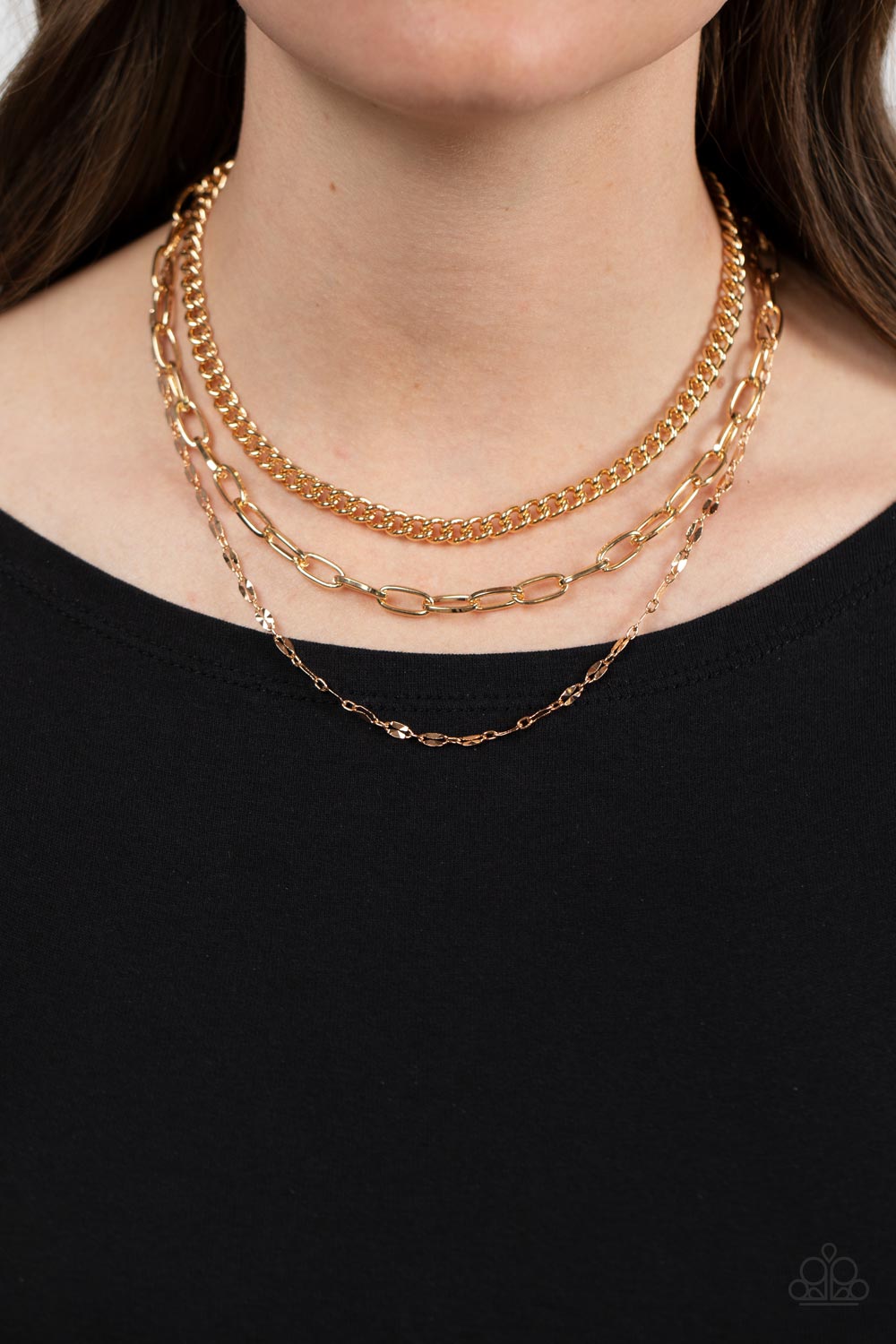 Galvanized Grit - Gold Chain Necklace Paparazzi N1079