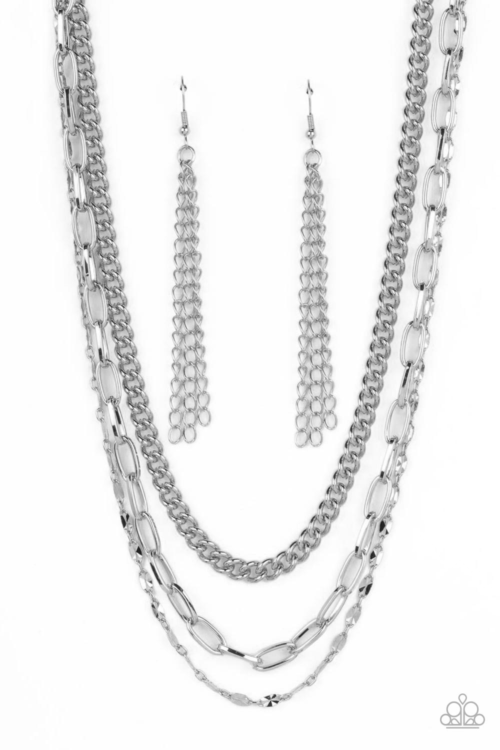 Galvanized Grit - Silver Multi Chain Necklace Paparazzi N1189