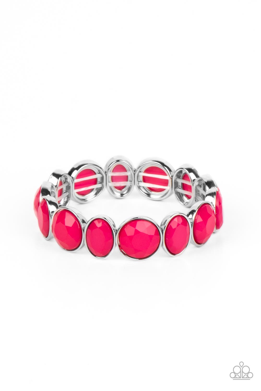 Whimsical Glow - Pink Oval Innuendo Bead Stretch Bracelet Paparazzi B0983