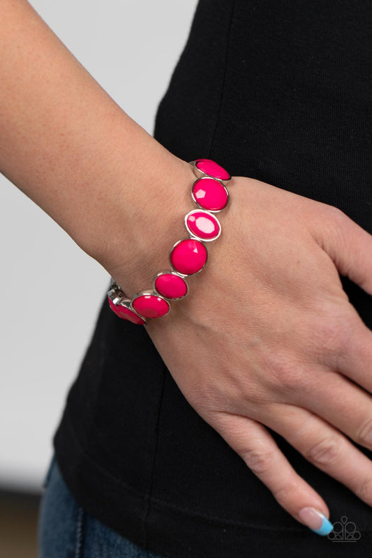 Whimsical Glow - Pink Oval Innuendo Bead Stretch Bracelet Paparazzi B0983