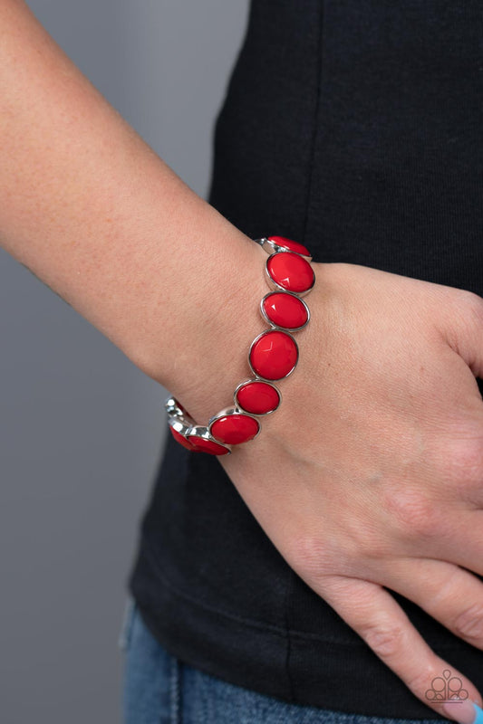 Whimsical Glow - Red Round & Oval Bead Stretch Bracelet Paparazzi B1056