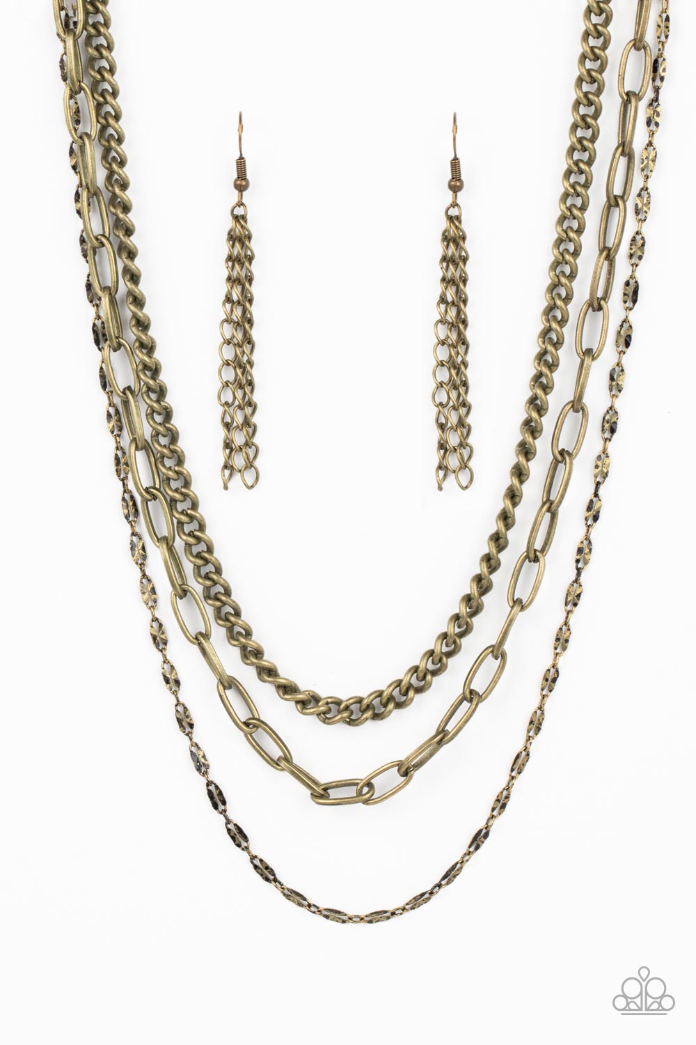 Galvanized Grit - Brass Necklace Paparazzi N1165