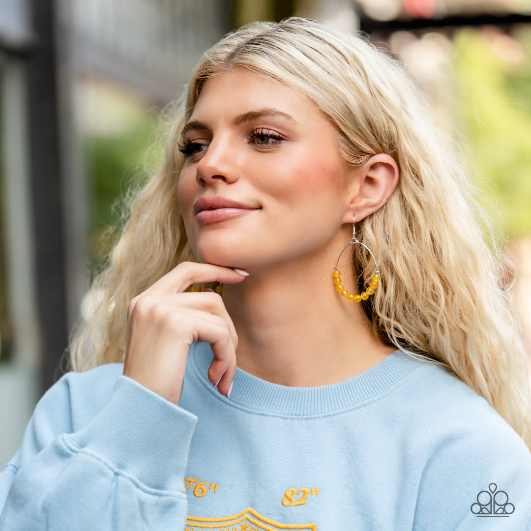 Catch a Breeze - Yellow Stone Bead Earring Paparazzi E1053