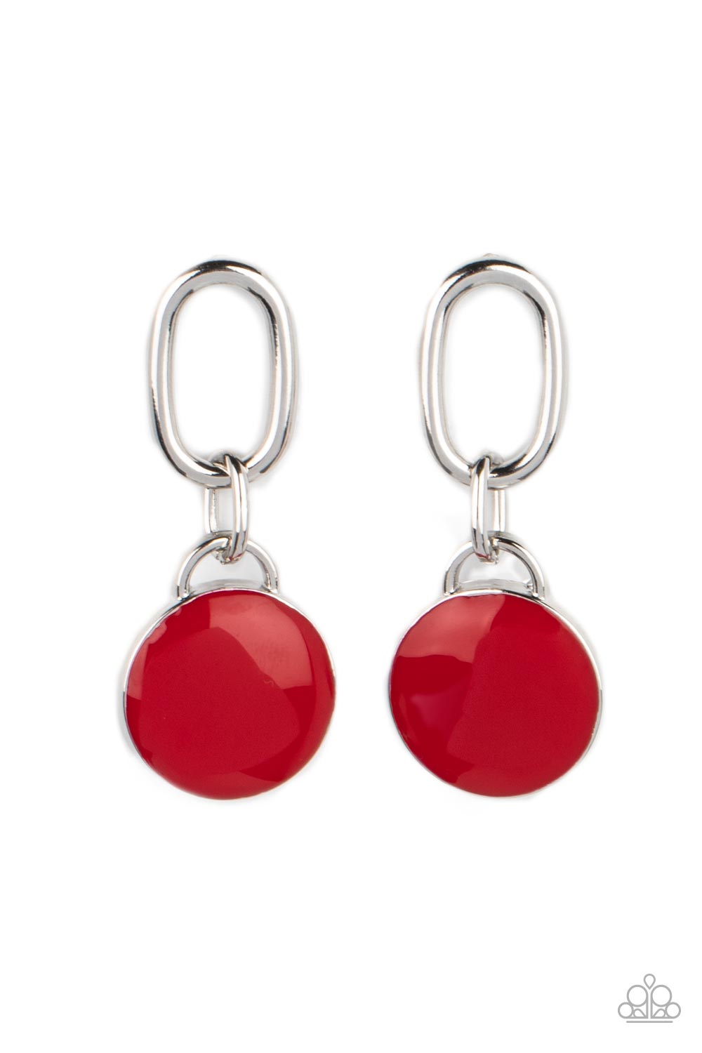 Drop a TINT - Red Enamel Silver Frame Earring Paparazzi E0890