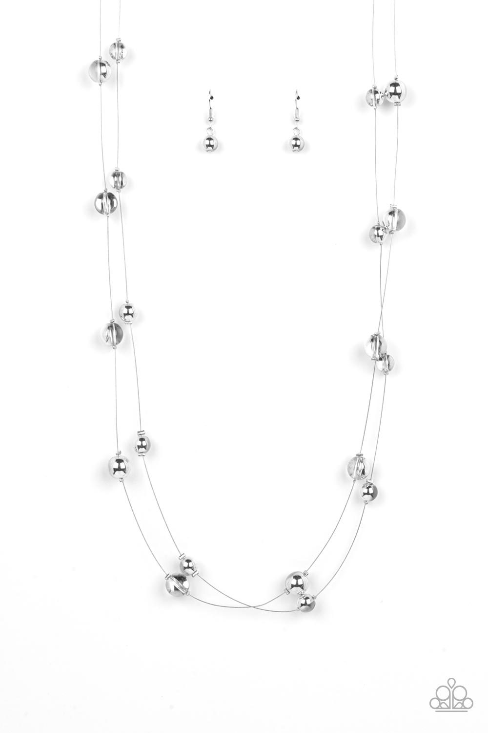 Interstellar Illusions - Silver Glassy Metallic Shimmer Bead Necklace Paparazzi N1435