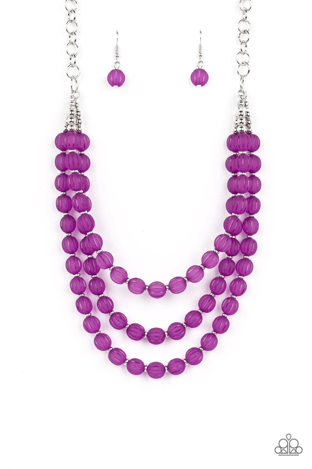 Summer Surprise - Purple Dahlia Acrylic Bead Multilayer Necklace Paparazzi N1950